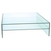 Demure Square Coffee Table With Shelf Tempered Glass