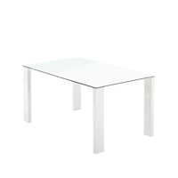 Duke Rectangular Glass & White Gloss Dining Table 6 Seater