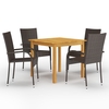 Dulfim Square 5 Piece Garden Dining Set Brown With Dark Brown Chairs