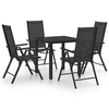 Dulfim Stylish Modern 5 Piece Garden Dining Set Aluminium Black