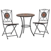 Dulfim Unique 3 Piece Mosaic Bistro Set Ceramic Tile Orange/Grey