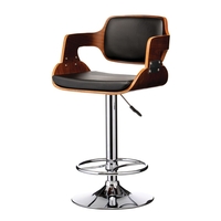 Echo Bar Stool Black Faux Leather & Walnut (Single)