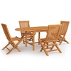 Elnath Extendable 5 Piece Garden Dining Set Solid Teak Wood