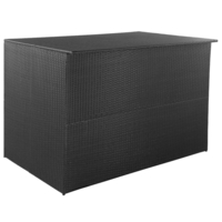 Elnath Poly Rattan Hinged Top Black Outdoor Storage Container
