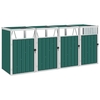 Elnath Quadruple Garbage Bin Shed Green Steel