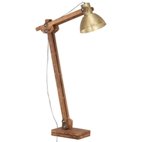 Elnath Sturdy Solid Mango Wood Floor Lamp Brass E27