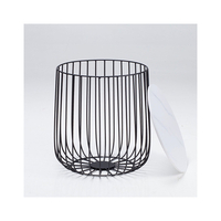 Enzo Cage Lamp Table - Oak or Marble (Colour: Black)