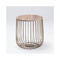 Enzo Cage Lamp Table - Oak or Marble (Colour: Gold)