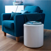 Enzo Stool / Side Table round white leather (Type: Round Side Table (with glass top))