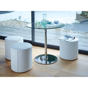 Enzo Stool / Side Table round white leather (Type: Round Stool)