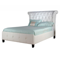 Epsilon Bed Frame Faux Leather With Tall Headboard (Various Colours Available) (Bed Colour: White,  Bed Size: Double)