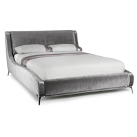 Faye Curved Bed Frame Crushed Velvet (Various Colours Available) (Bed Colour: Silver,  Bed Size: King)