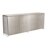 Federico Weathered Oak Sideboard - 4 Door (Frame Finish: Polished Chrome)