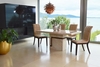 Felix Marble Dining Set 4 to 6 Seater Cream & Brown & Cassia Dining Chairs (Various Colours Available) (Chair Colour: Beige,  Number of Chairs: 4)