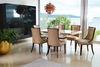 Felix Marble Dining Set 4 to 6 Seater Cream & Brown & Cassia Dining Chairs (Various Colours Available) (Chair Colour: Beige,  Number of Chairs: 6)