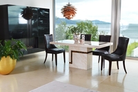 Felix Marble Dining Set 4 to 6 Seater Cream & Brown & Cassia Dining Chairs (Various Colours Available) (Chair Colour: Brown,  Number of Chairs: 4)