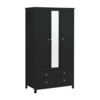 Florence 3 Door Black Mirrored Wardrobe