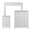 Florence White Package - Bedside + 2+4 Drawer Chest + Desk/Dressing Table