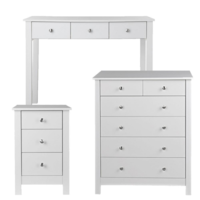 Florence White Package - Bedside + 2+4 Drawer Chest + Desk/Dressing Table