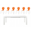 Frances Extending Dining Set 6 to 8 Seater White Gloss with Hugo Chairs (Various Colours Available) (Number of Chairs: 6,  Colour: Orange)