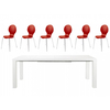 Frances Extending Dining Set 6 to 8 Seater White Gloss with Hugo Chairs (Various Colours Available) (Number of Chairs: 6,  Colour: Red)