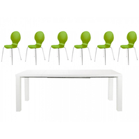 Frances Extending Dining Set 6 to 8 Seater White Gloss with Hugo Chairs (Various Colours Available) (Number of Chairs: 8,  Colour: Black)