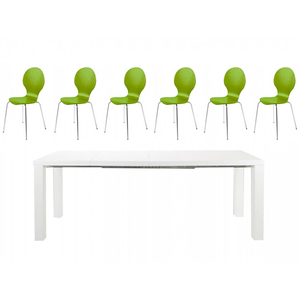 Frances Extending Dining Set 6 to 8 Seater White Gloss with Hugo Chairs (Various Colours Available) (Number of Chairs: 8,  Colour: White)