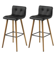 Frida Barstool Black Faux Leather & Oak (Pair)