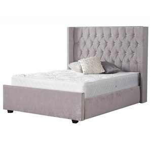 Gabriella Bed Frame Diamante Headboard Velvet Grey (Bed Size: Double)