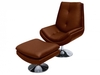 Genoa Brown Leather Lounge Chair & Footstool