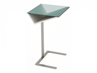 Gerrit White & Clear Glass Triangular Lamp Table