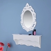 Gracrux Rounded Mirror with Wall Shelf Set and 3 Metal Hooks