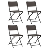 Gracrux Weave-Backed Brown Foldable Garden Chairs - Set of 4
