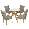Grange Glass Dining Table and 4 Verona Chairs (Chair Colour: Grey)