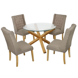 Grange Glass Dining Table and 4 Verona Chairs (Chair Colour: Grey)
