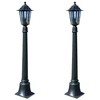 Haedi 105cm Black Garden Pilar Lantern Light - 2 Piece Set