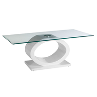 Halo Coffee Table White High Gloss and Tempered Glass