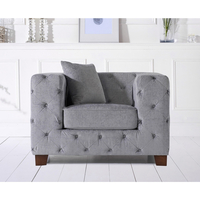 Harrison Chesterfield Grey Plush Armchair