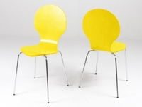 Hugo Birch Molded Yellow Dining Chairs