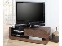 Jual Cube Walnut & Black Glass 1 Drawer TV Unit