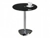 Juliette Round Black Glass Coffee Table With Triangular Base