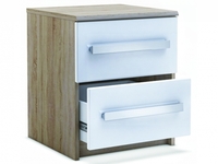 Las Vegas Oak & White High Gloss 2 Drawer Bedside Table