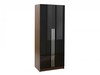 Las Vegas Walnut & Black High Gloss 2 Door Wardrobe