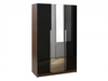 Las Vegas Walnut & Black High Gloss 3 Door Mirrored Wardrobe