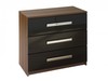 Las Vegas Walnut & Black High Gloss 3 Drawer Wide Chest