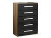 Las Vegas Walnut & Black High Gloss 5 Drawer Chest of Drawers