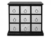 Laurence Wide 9 Drawer Black Crocodile Leather Cabinet