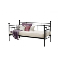 Lille Metal Daybed & Optional Trundle (Various Colours Available) (Bed Colour: Black,  Options: Daybed Only)