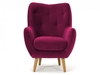 Lilly Aubergine Fabric Armchair with Buttoned Back & Angled Legs