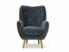 Lilly Dark Grey Fabric Armchair with Buttoned Back & Angled Legs